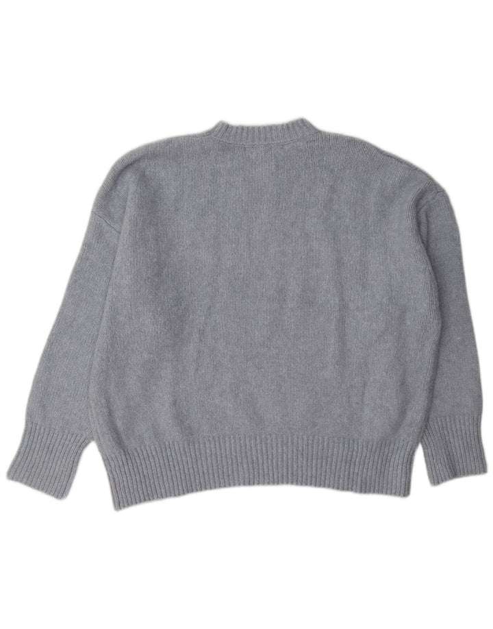 Zara Dame Oversized Crew Neck Jumper Sweater UK 10 Small Grey Polyester