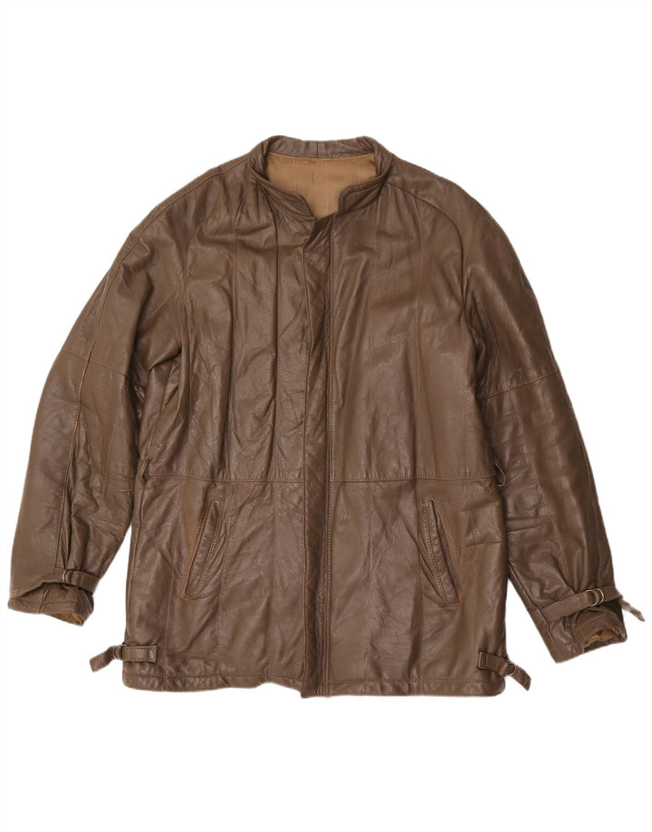 Vintage herre læderjakke IT 54 2XL Brun