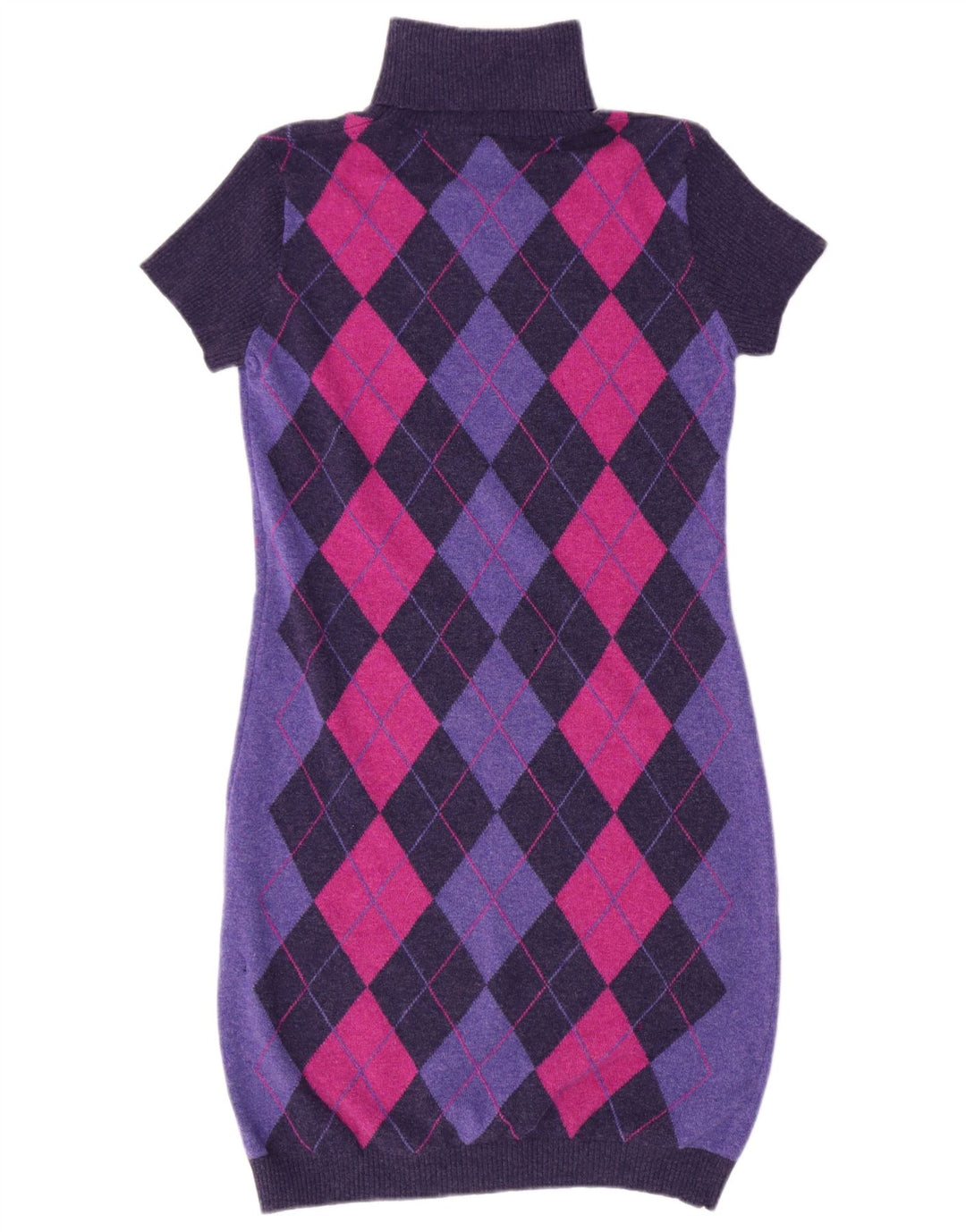 BENETTON Womens Jumper Dress UK 10 Small Multicoloured Argyle/Diamond