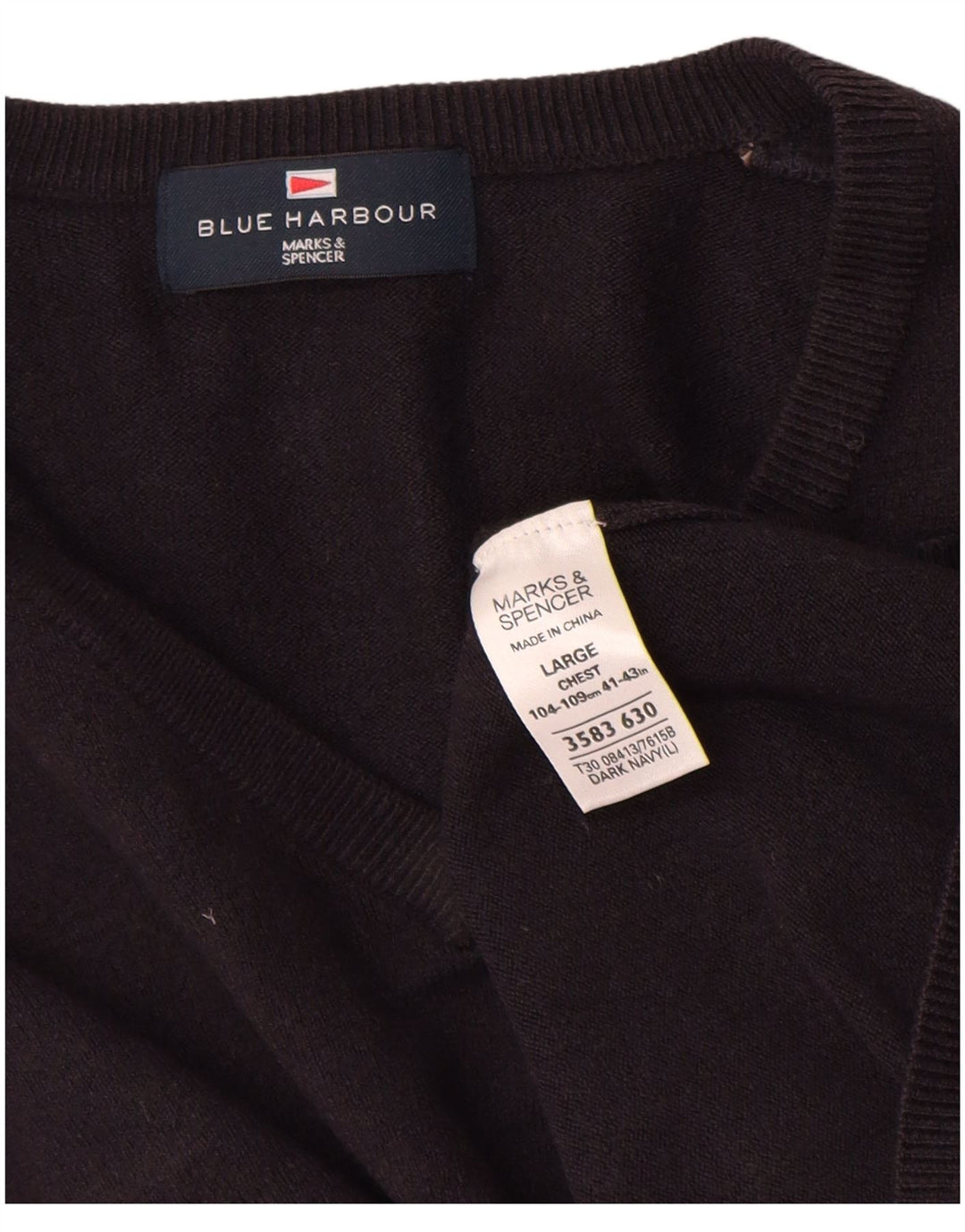Marks & Spencer Herre Blue Harbor V-hals sweater Large Navy Blue