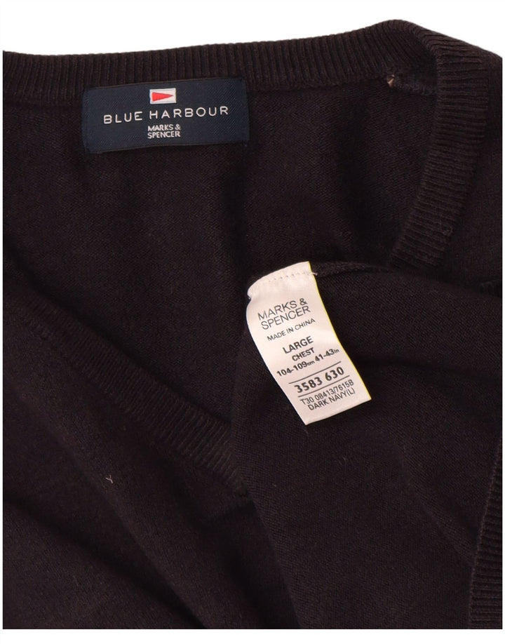 Marks & Spencer Herre Blue Harbor V-hals sweater Large Navy Blue