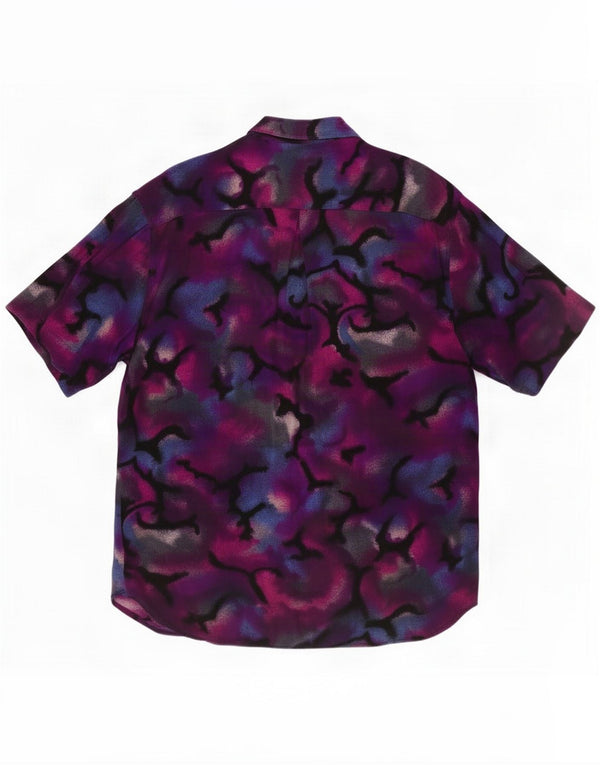 Vintage Mens Abstract Pattern Short Sleeve Shirt Large Purple