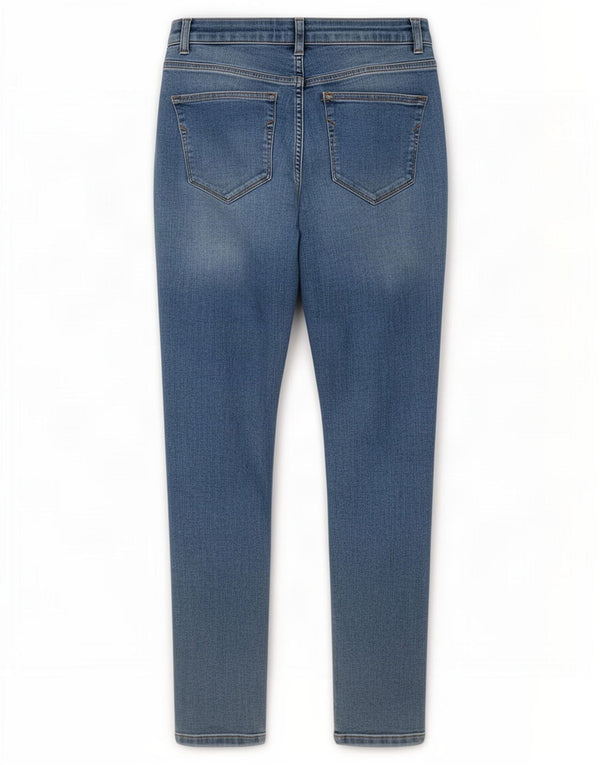 MINT FLØJL Dame Højtaljede Skinny Jeans UK 10 Small W27 L29 Blå Bomuld