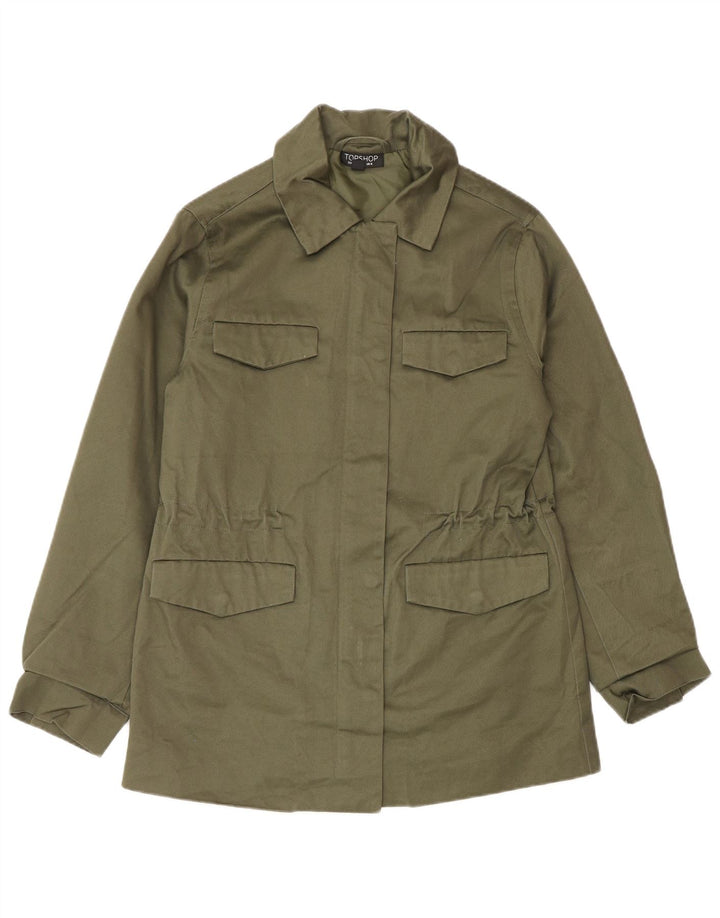Topshop Kvinder Utility Jacket UK 8 Small Khaki Cotton