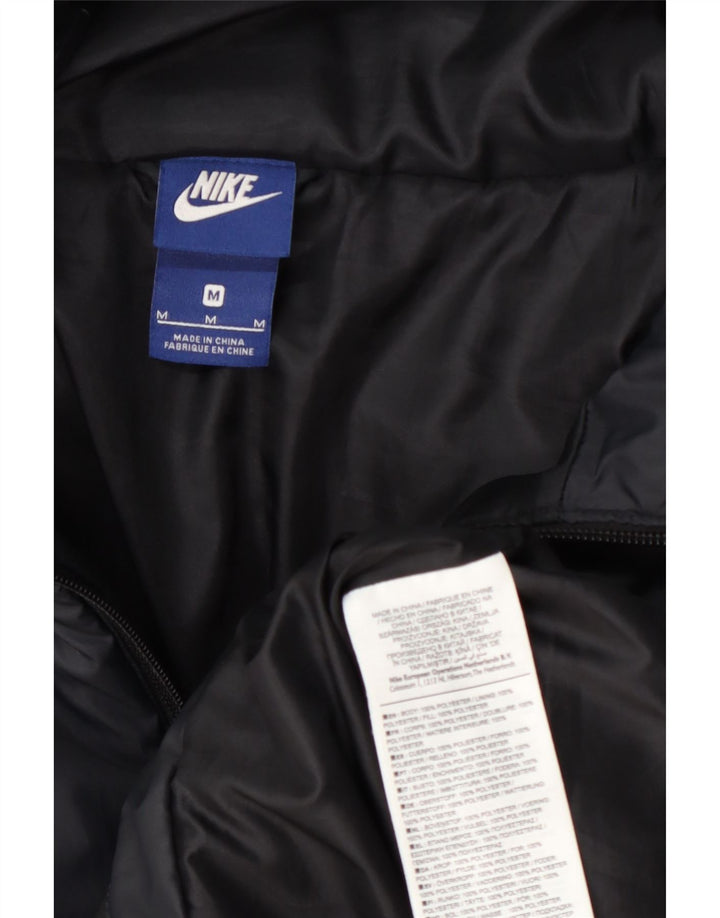 Nike grafisk polstret hættejakke til kvinder UK 14 Medium marineblå polyester
