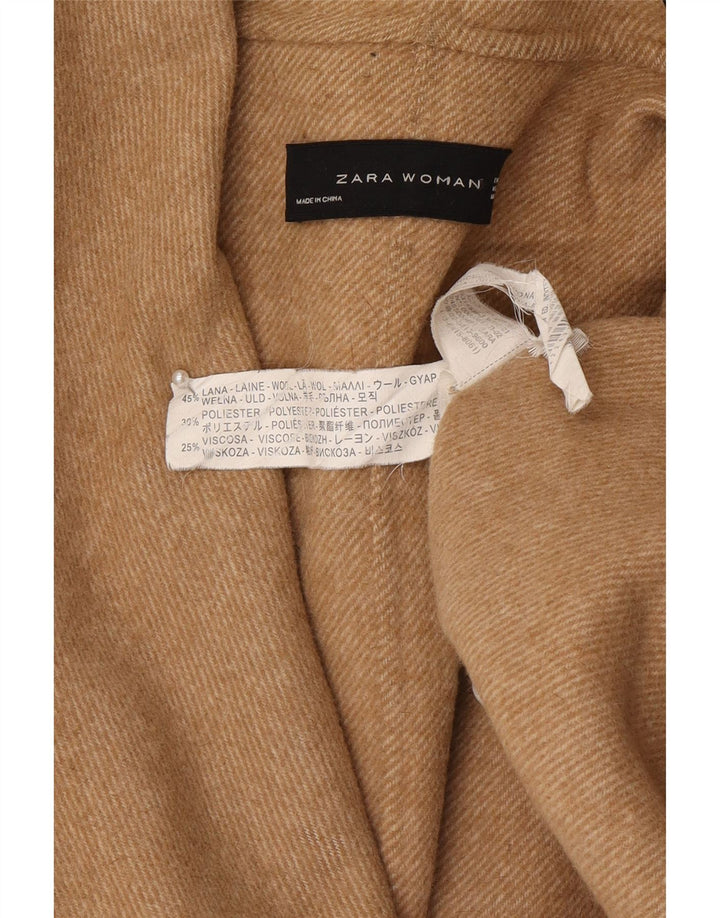 Zara Dame Oversized Overfrakke UK 14 Medium Beige Uld