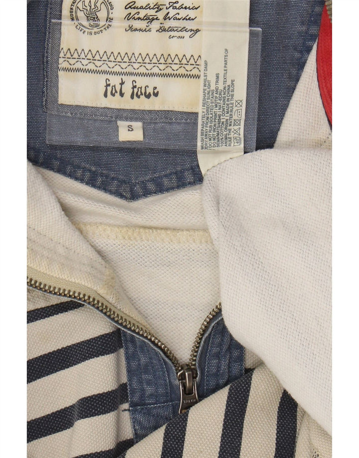 FED FACE Sweatshirt med lynlås til mænd, lille off-hvid stribet bomuld