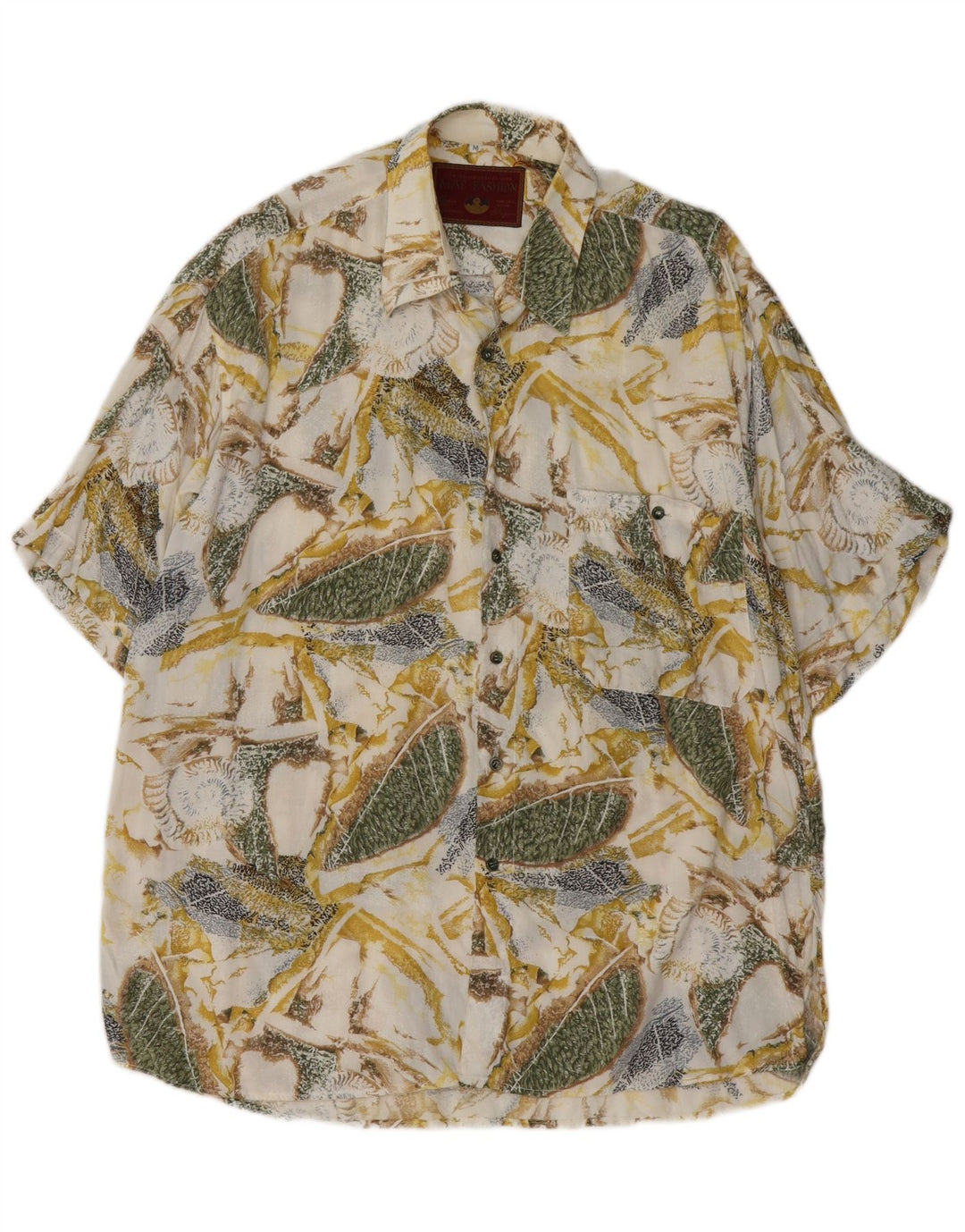 MAC Mens Short Sleeve Shirt Medium Beige Floral
