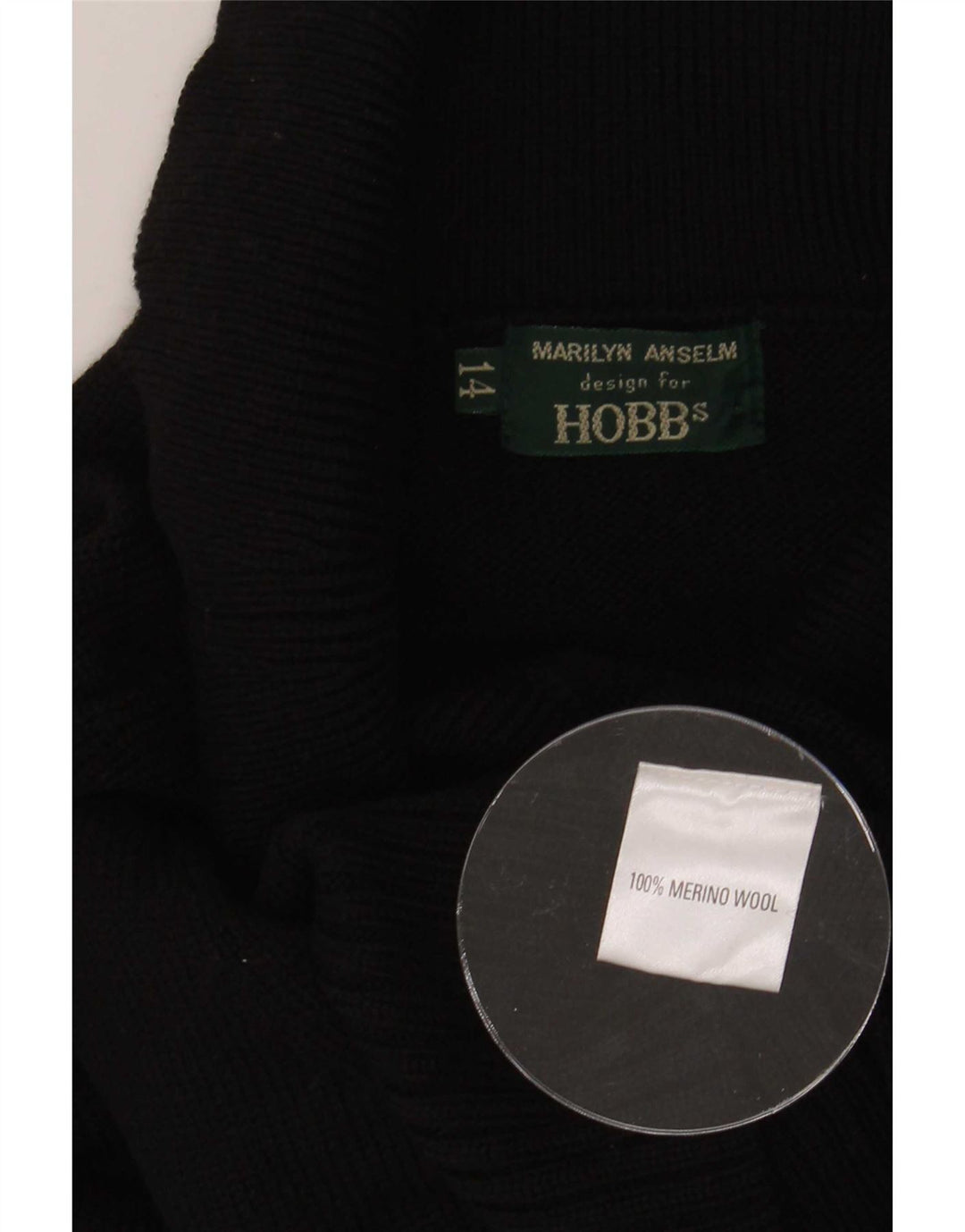 Hobbs Womens Crop 3/4-ærmet trøjetrøje med rullehals DK 14 Medium Sort