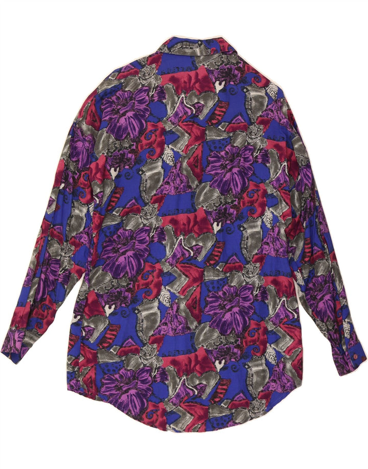 VINTAGE Womens Longline Shirt Blouse UK 14 Medium Multicoloured Floral Vintage Vintage and Second-Hand Vintage from Messina Hembry 