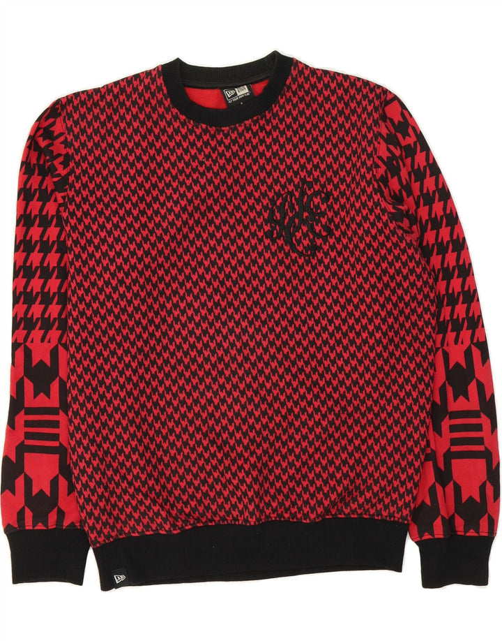 NEW ERA Mens Sweatshirt Jumper Small Red Houndstooth Cotton Vintage New Era and Second-Hand New Era from Messina Hembry 