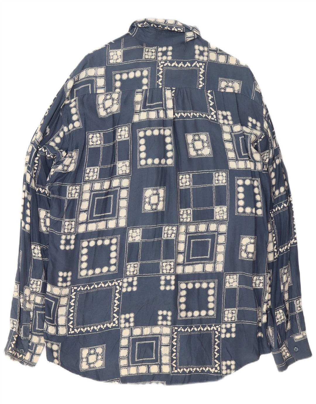 VINTAGE Herreskjorte Stor Marineblå Geometrisk