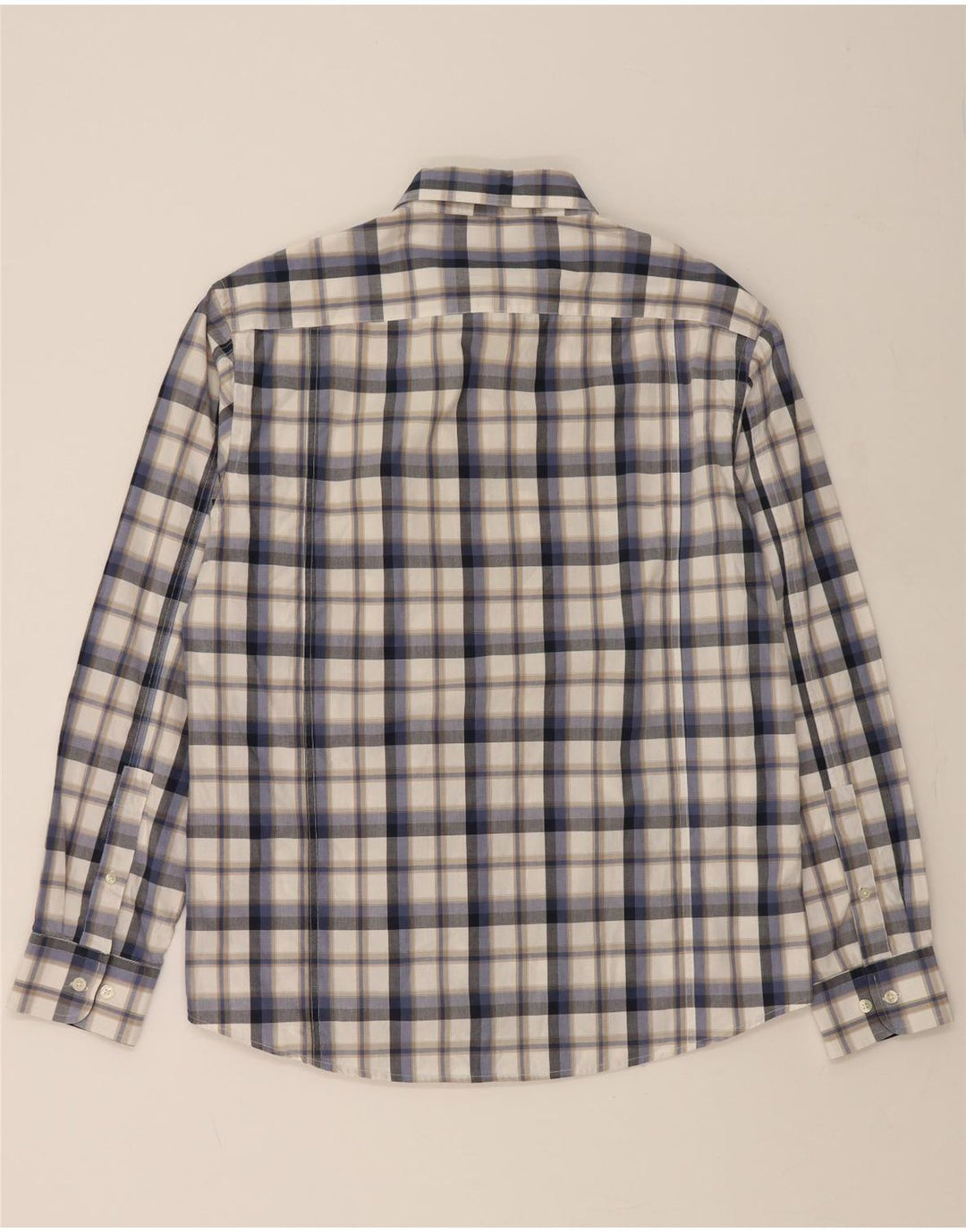 VINTAGE Mens Shirt Large Blue Check Cotton Vintage Vintage and Second-Hand Vintage from Messina Hembry 