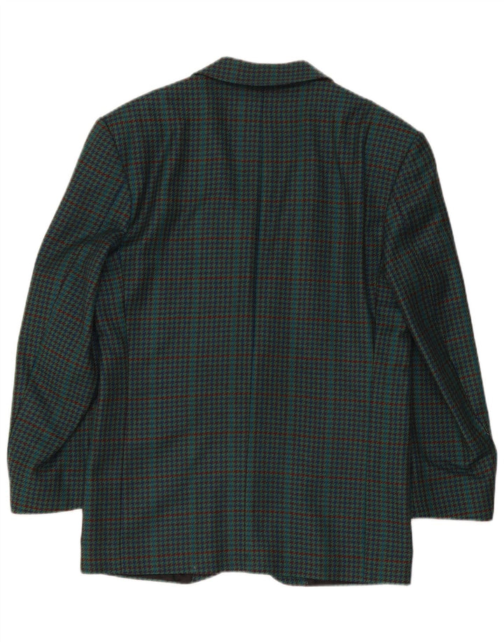 Vintage herre 2-knaps blazerjakke IT 46 Small Green Houndstooth New Wool