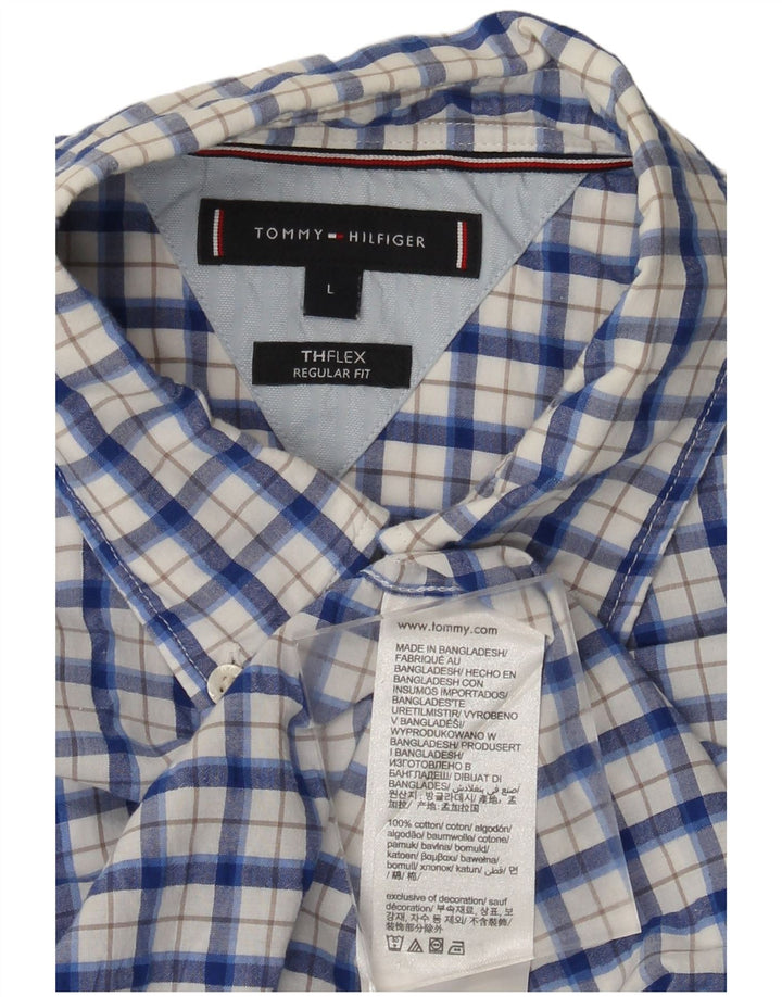 Tommy Hilfiger Herre Regular Fit skjorte Stor blå ternet bomuld