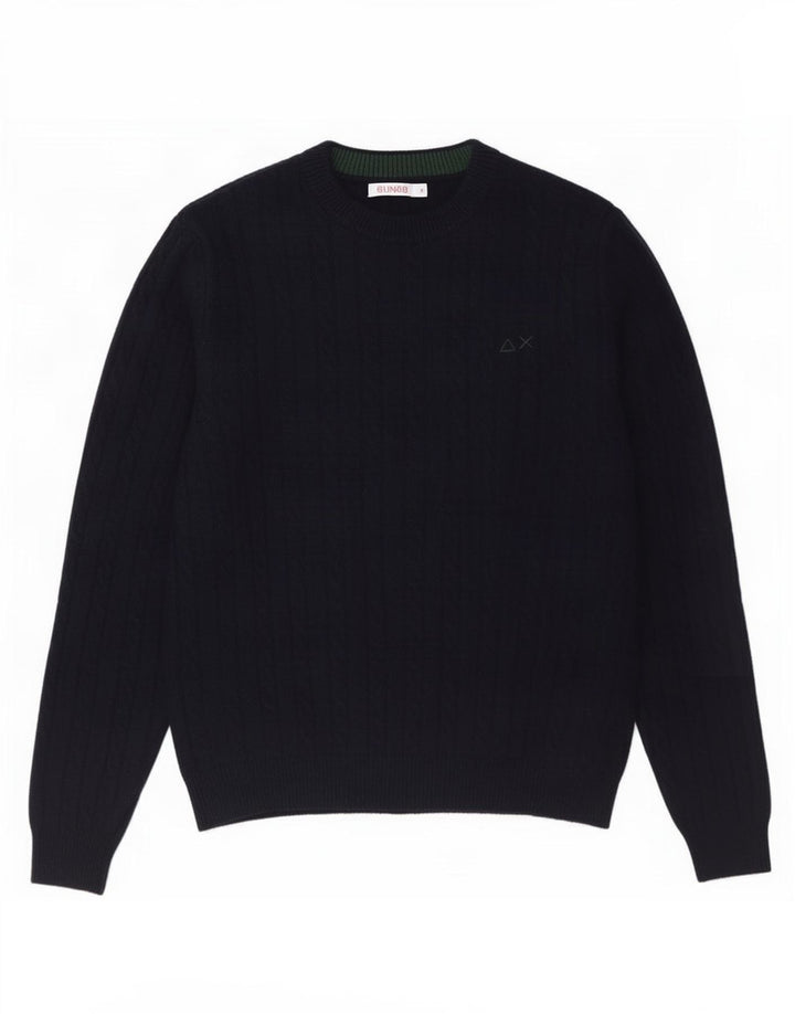 Sun68 Herre Crew Neck Jumper Sweater Medium Navy Blue Uld