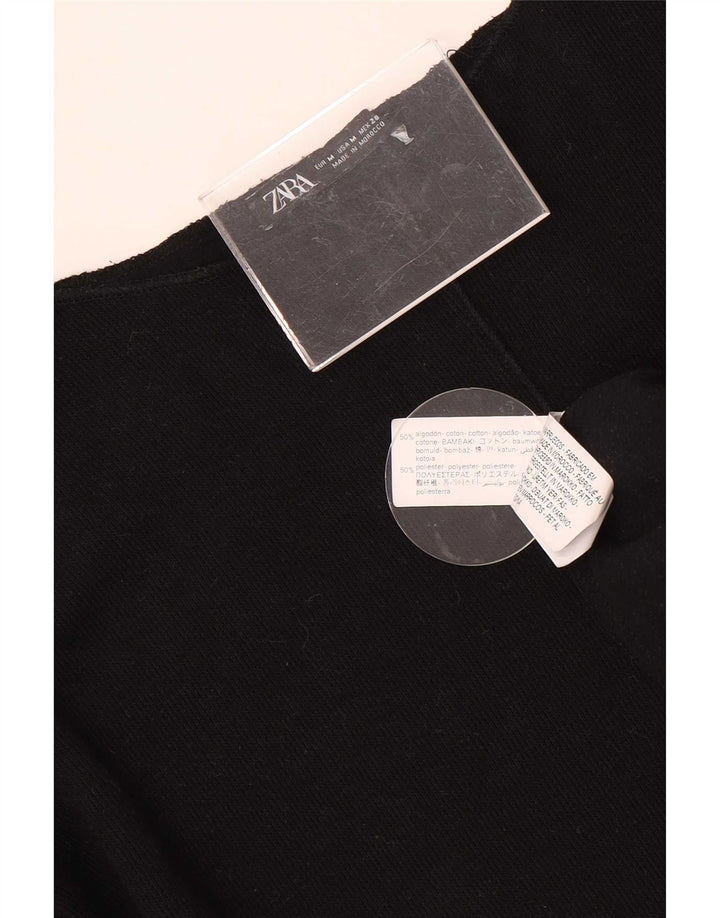 Zara Dame Top Langærmet UK 14 Medium Sort Bomuld