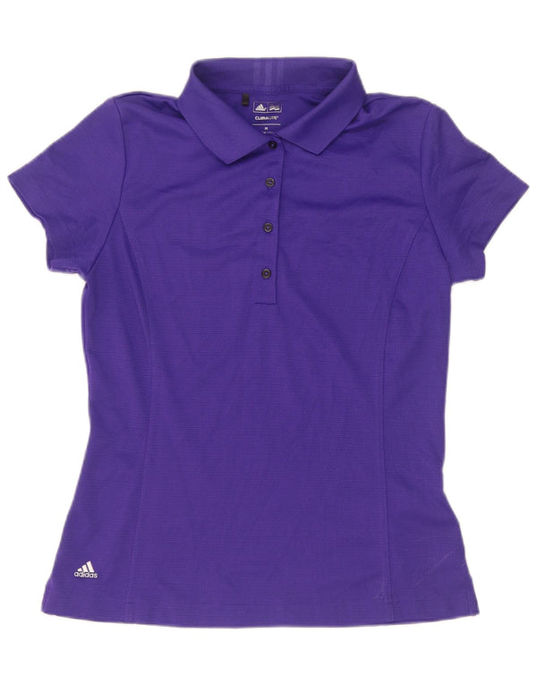 Adidas Womens Climalite Polo Shirt UK 12 Medium Purple Polyester