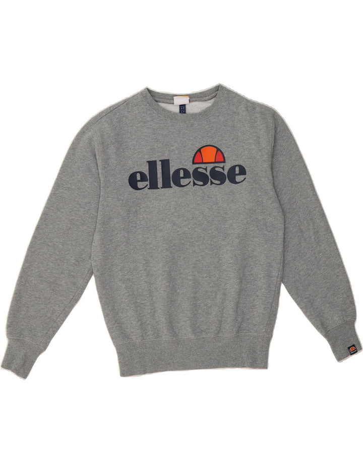 ELLESSE Mens Graphic Sweatshirt Jumper Small Grey Cotton Vintage Ellesse and Second-Hand Ellesse from Messina Hembry 