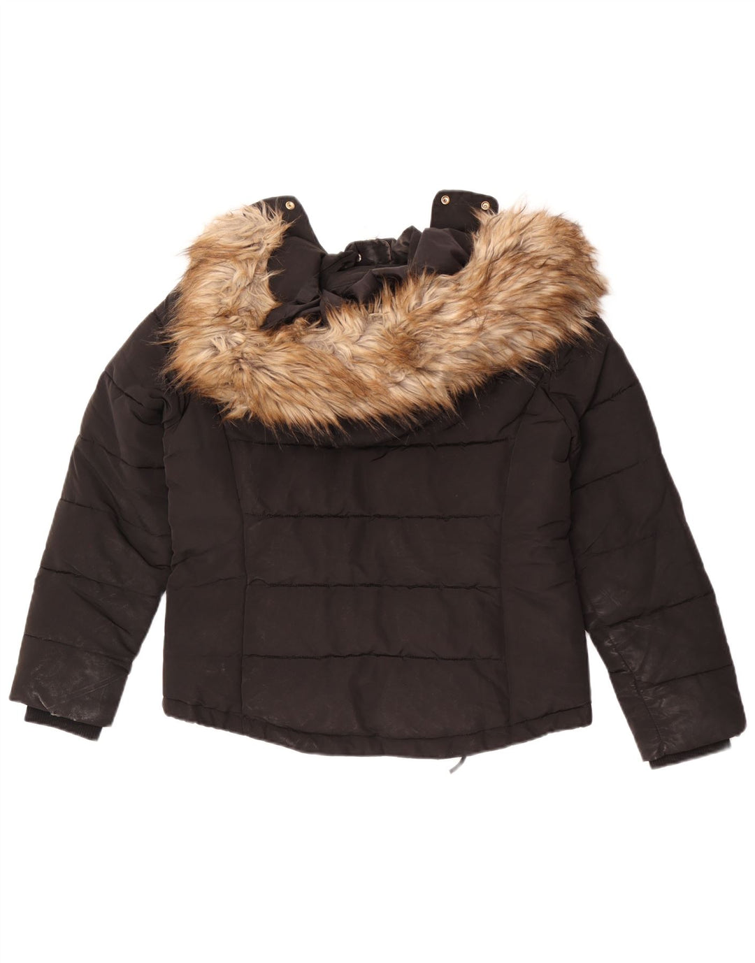 Topshop Polstret hættejakke til kvinder UK 12 Medium Sort Polyester
