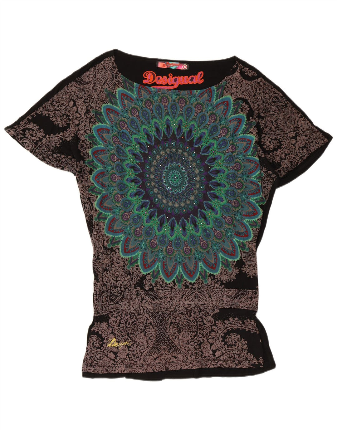 Desigual Dame Grafisk Bluse Top UK 10 Small Black Floral