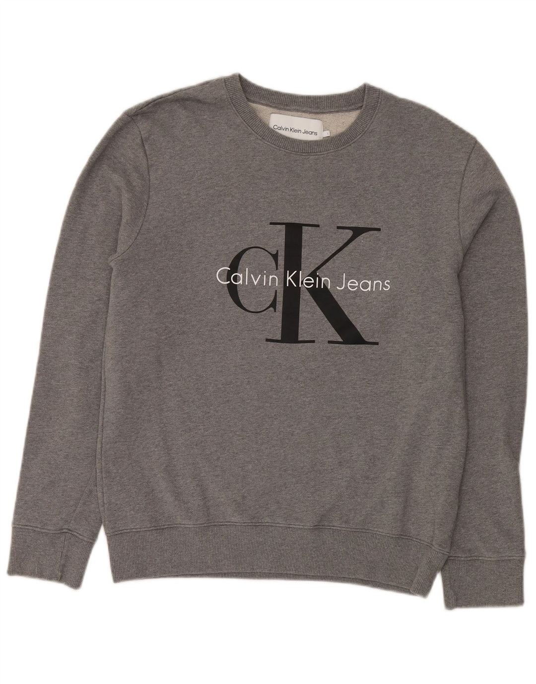 CALVIN KLEIN JEANS Grafisk sweatshirt til mænd, stor grå bomuld