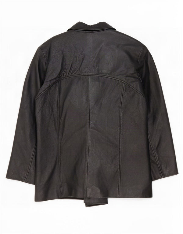 Vintage Womens 4 Button Leather Blazer Jacket EU 42 Large Black