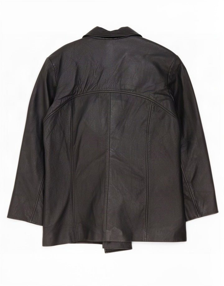 Vintage dame 4-knaps læder blazerjakke EU 42 Large Black