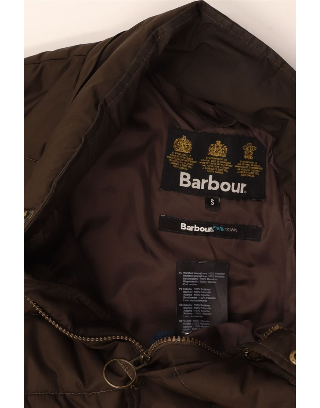 BARBOUR Polstret herrejakke UK 36 Lille brun polyester