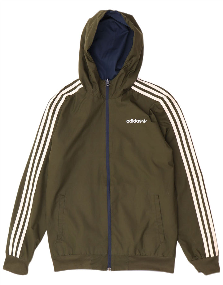 Adidas Herre Hooded Bomber Vendbar Jacket UK 36 Small Khaki Polyester