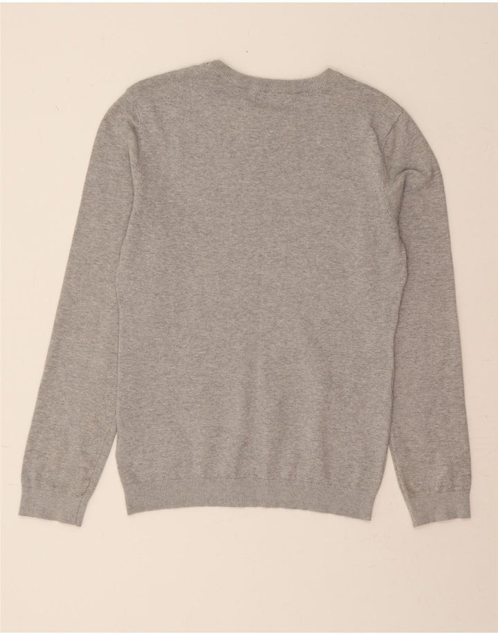 GUESS Womens Graphic Boat Neck Jumper Sweater UK 14 Large Grey Polyamide Vintage Guess and Second-Hand Guess from Messina Hembry 