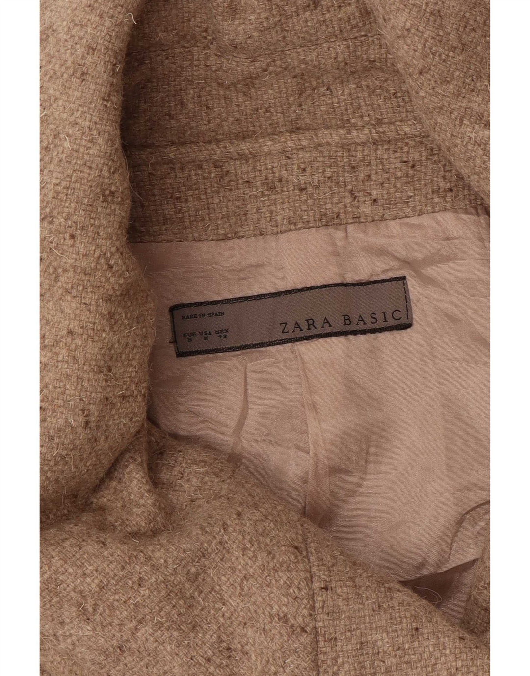 Zara Dobbeltradet Frakke UK 12 Medium Beige Flecked