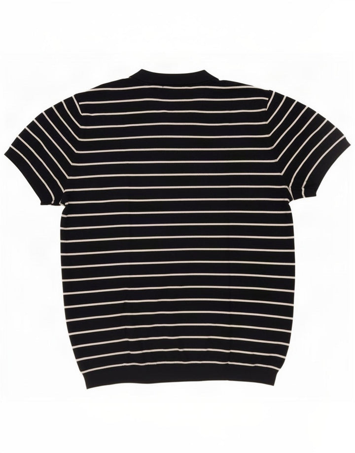 Zara Herre T-Shirt Top Stor Marineblå Stribet