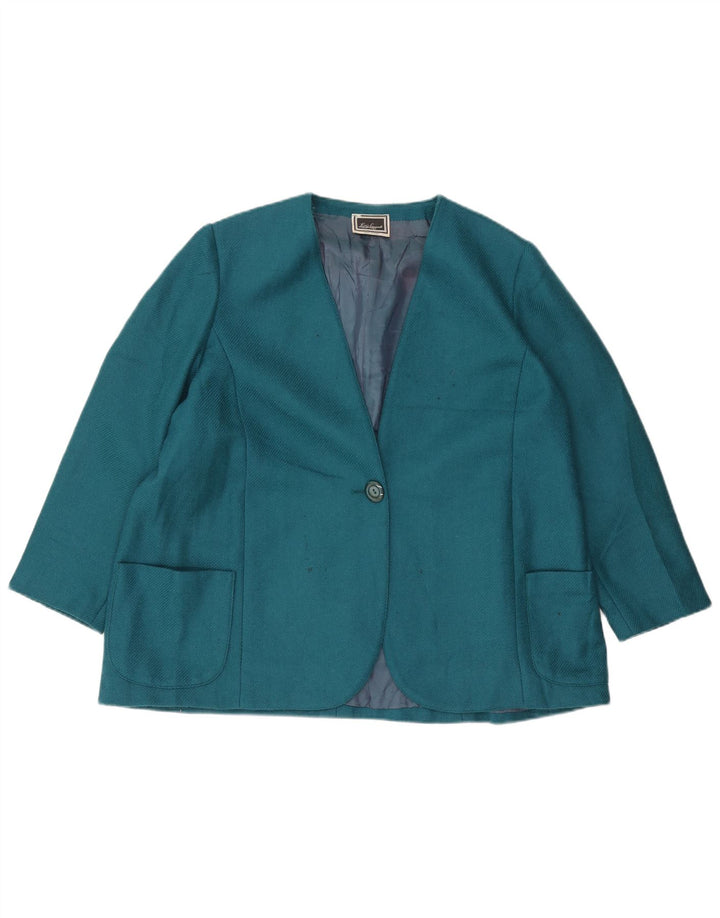 Luisa Spagnoli Dame 1 Knap Blazer Jakke UK 20 2XL Blå Uld