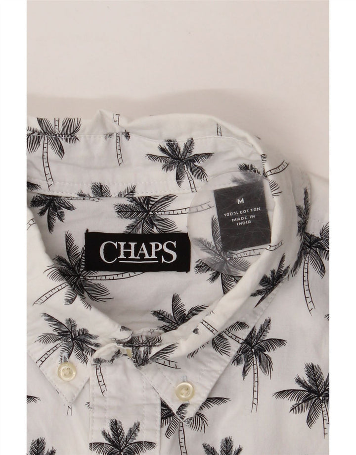 CHAPS Mens Graphic Short Sleeve Shirt Medium White Cotton Vintage Chaps and Second-Hand Chaps from Messina Hembry 