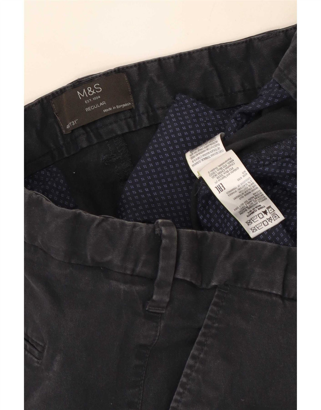 Marks & Spencer Herre Regular Chino Bukser W40 L31 Marineblå Bomuld