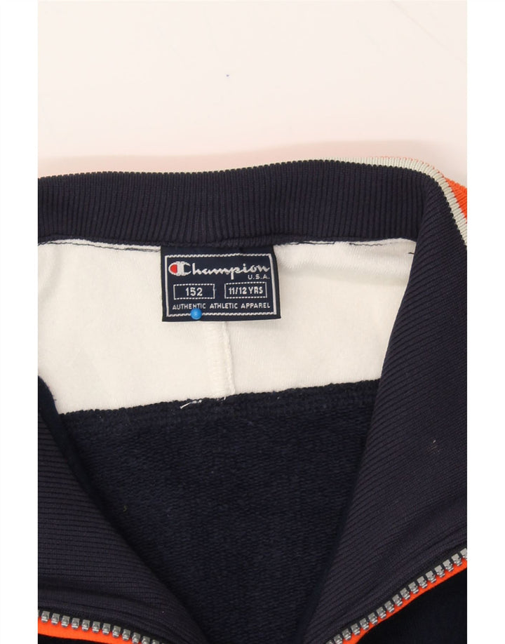 CHAMPION Boys Tracksuit Top Jacket 11-12 Years Navy Blue Colourblock Vintage Champion and Second-Hand Champion from Messina Hembry 