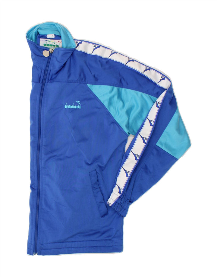 DIADORA Mens Graphic Tracksuit Top Jacket IT 48 Medium Blue Polyester Vintage Diadora and Second-Hand Diadora from Messina Hembry 