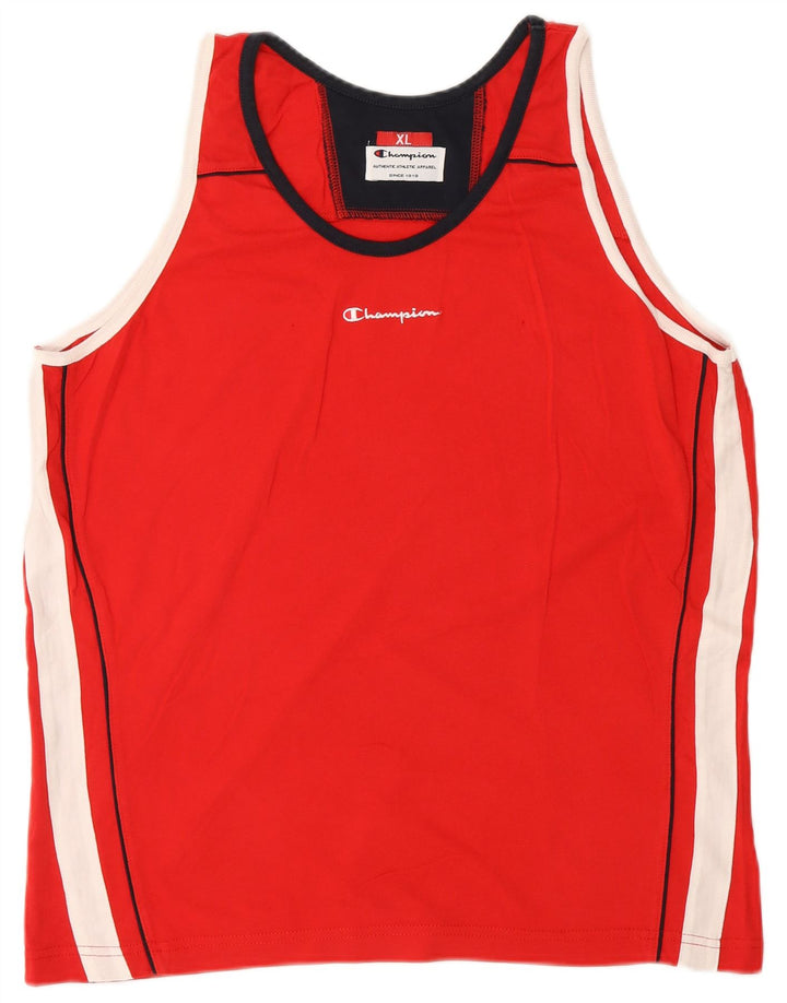 CHAMPION Herre Grafisk Vest Top XL Rød Colourblock Bomuld