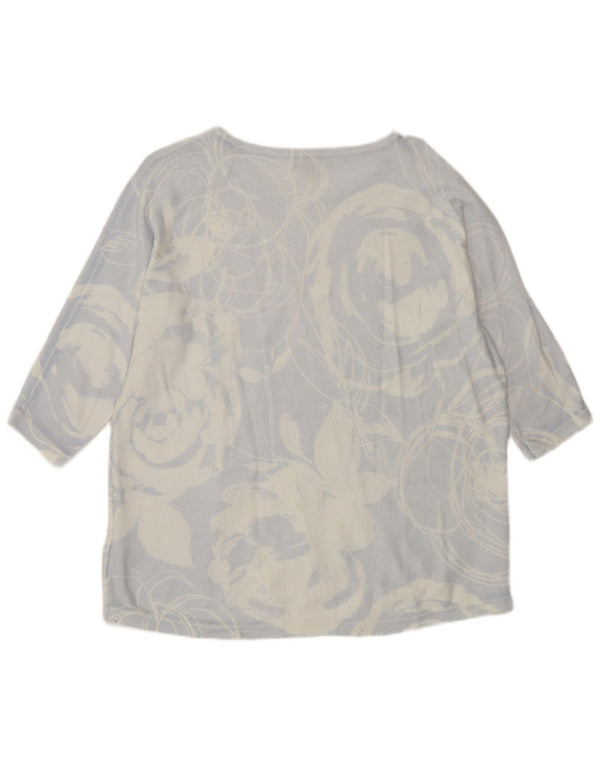 Phase Eight Dame Top 3/4 ærme UK 12 Medium Blue Floral Bomuld