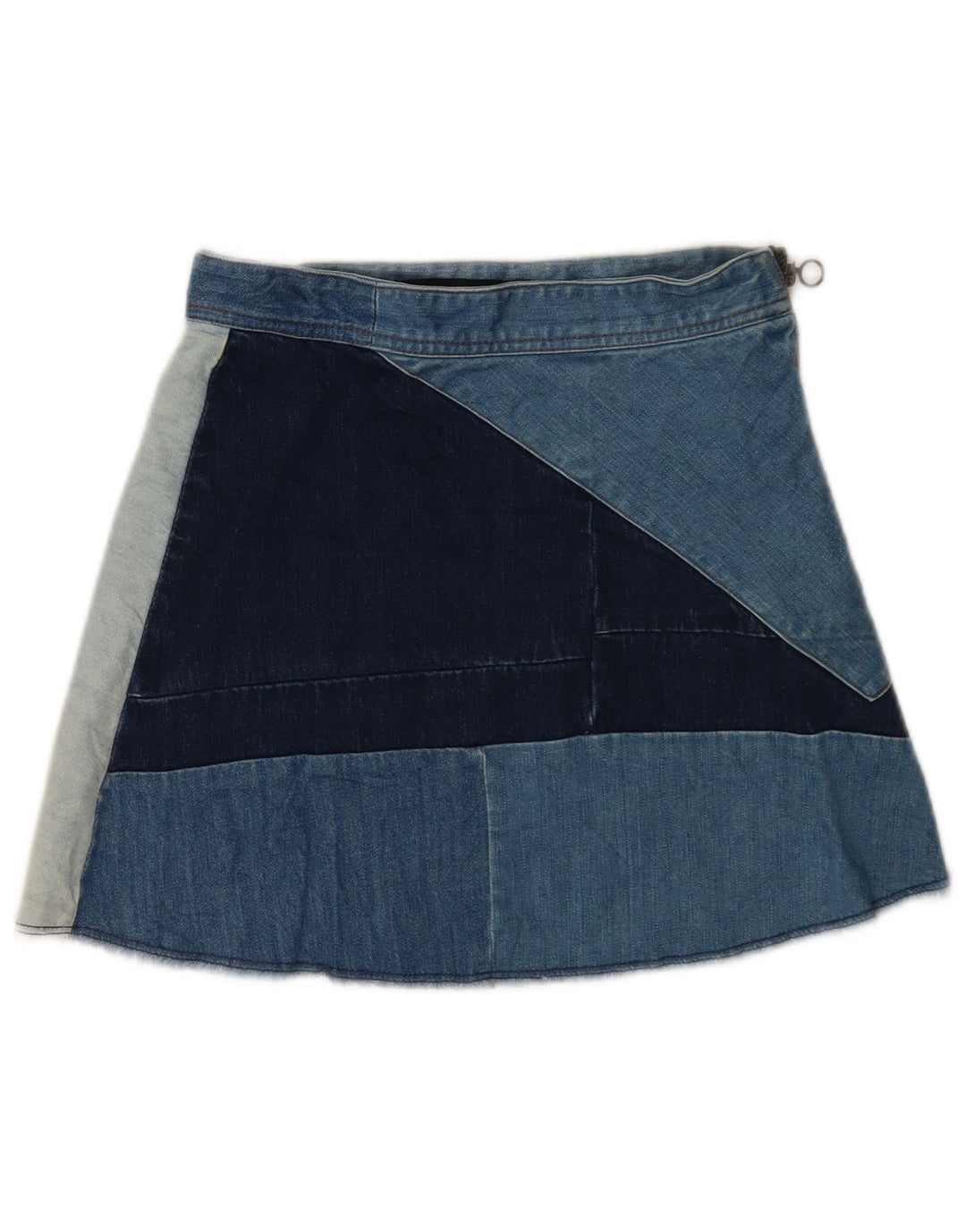 ZARA Mini-denimnederdel til kvinder XS W24 Blå Colourblock