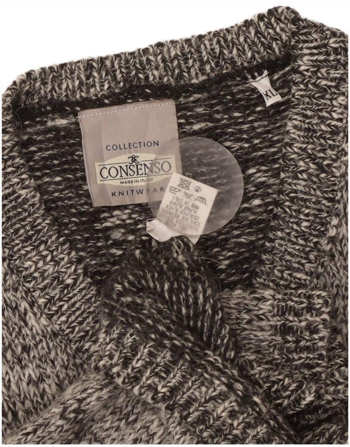 Consenso Herre V-hals sweater XL Grå Flecked Wool