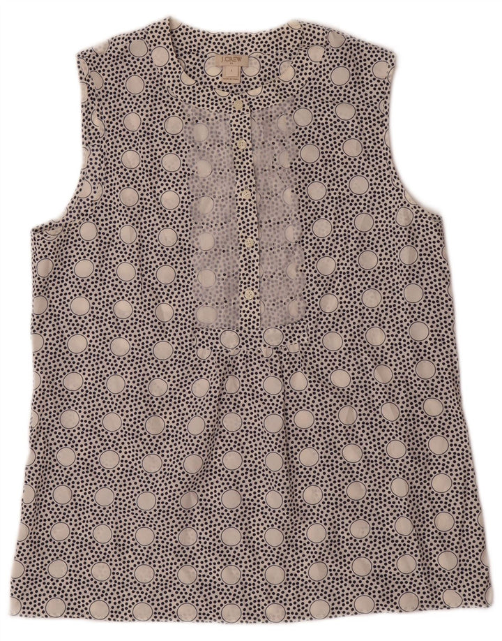 J. CREW Dame ærmeløs bluse Top US 4 Small White Polka Dot Polyester