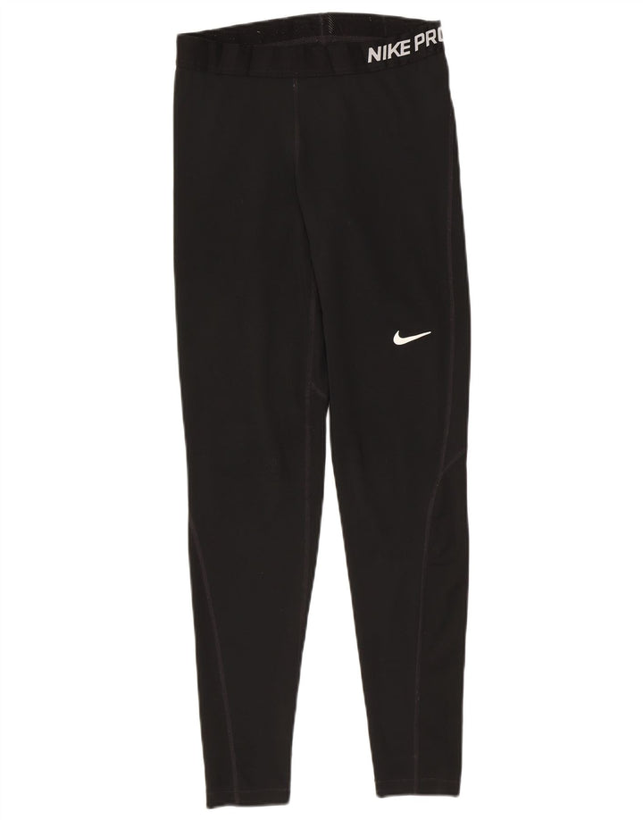 Nike Dame Dri Fit Grafiske Leggings UK 12 Medium Sort