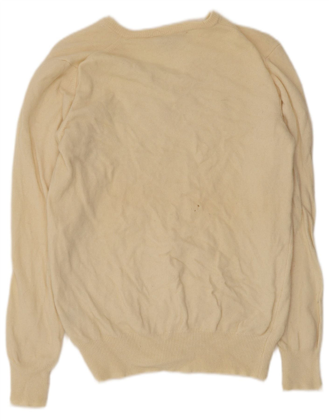 Vintage Dame V-hals sweater IT 50 XL Beige Uld