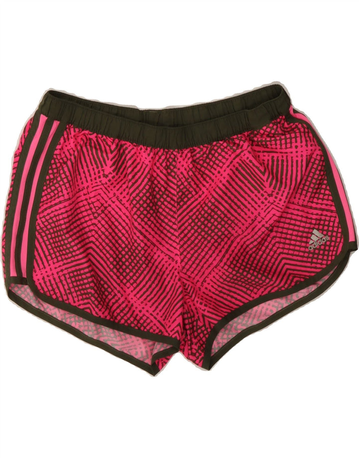 ADIDAS Womens Climalite Sport Shorts UK 12/14 Medium  Pink Check Polyester Vintage Adidas and Second-Hand Adidas from Messina Hembry 