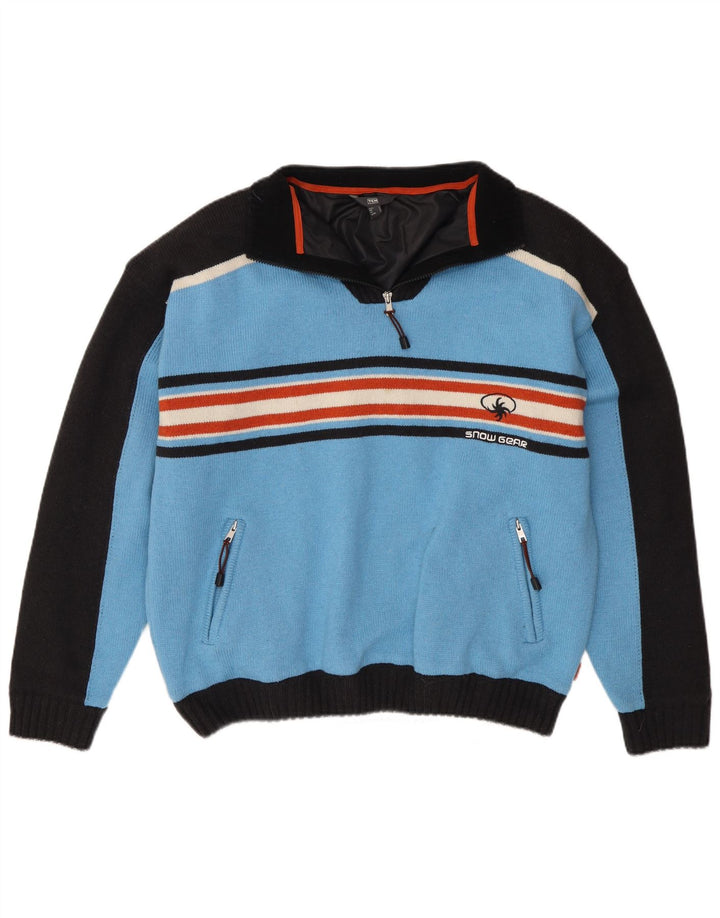 TCM Herre Zip Neck Jumper Sweater Large Blue Colourblock Akryl