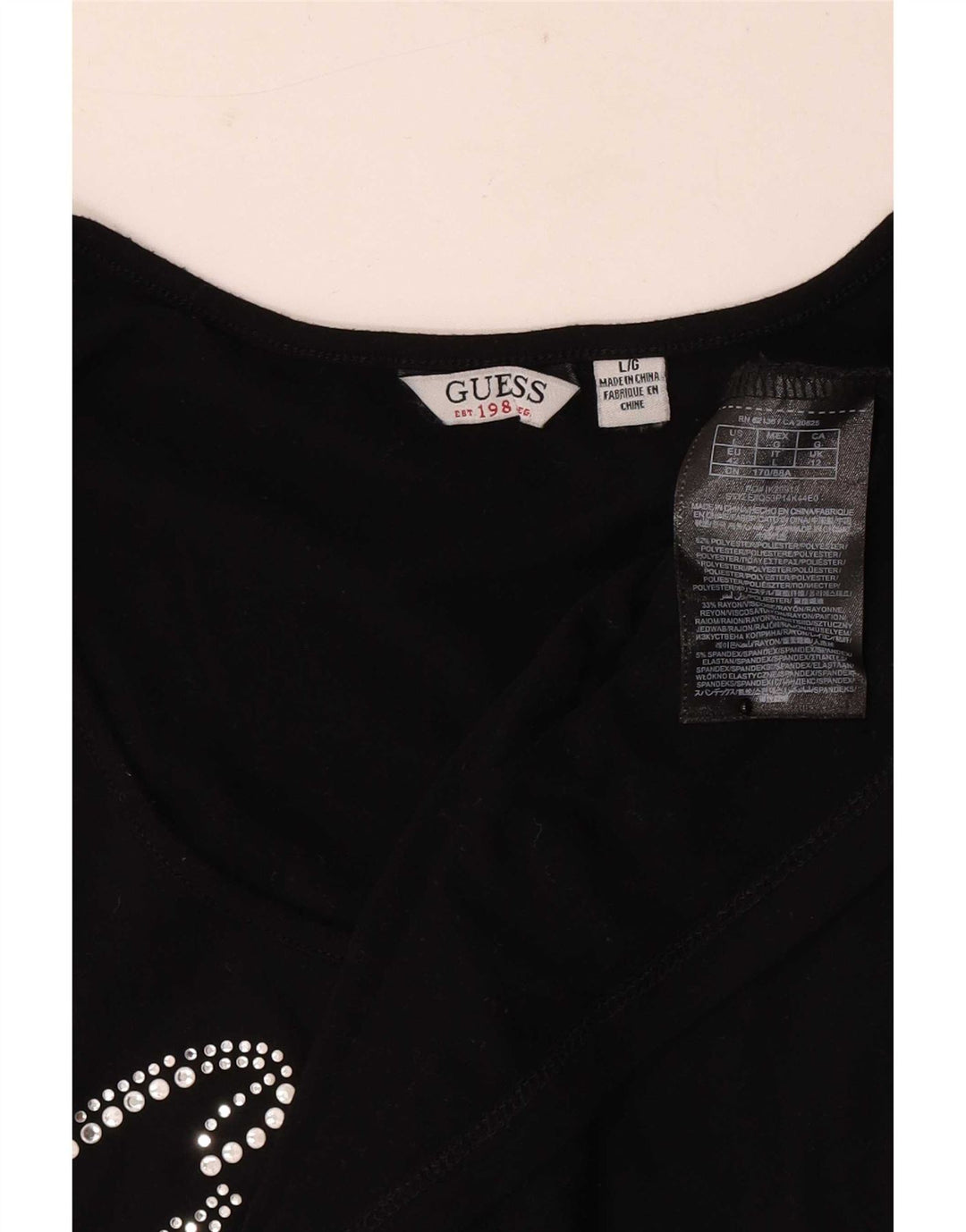 Guess Graphic T-Shirt Top UK 12 Medium Sort Polyester