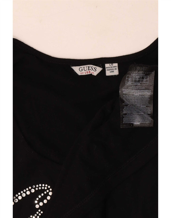 Guess Graphic T-Shirt Top UK 12 Medium Sort Polyester