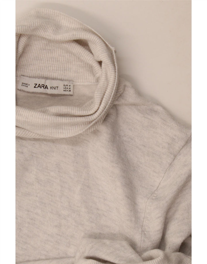 Zara Dame Rullehals Sweater UK 12 Medium Grå